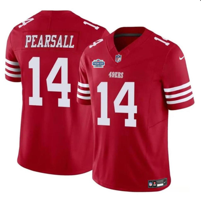 Men's San Francisco 49ers #14 Ricky Pearsall Red 2024 With Draft Patch F.U.S.E. Vapor Untouchable Limited Football Stitched Jersey